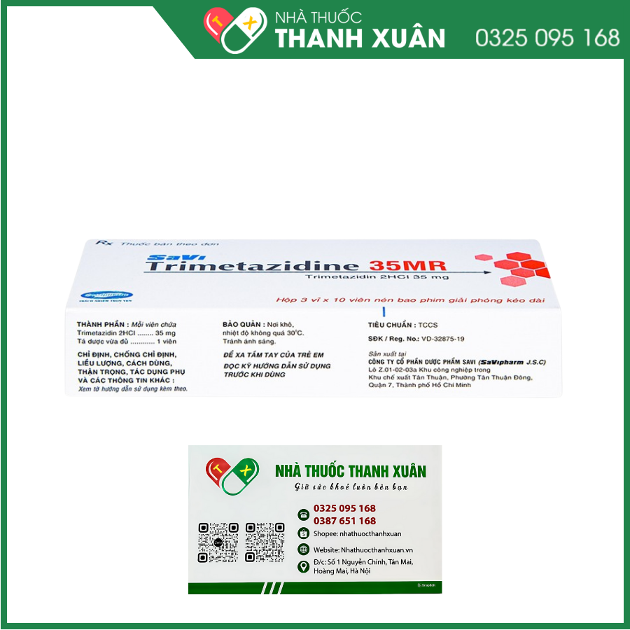 Savi Trimetazidine 35MR điều trị đau thắt ngực ổn định
